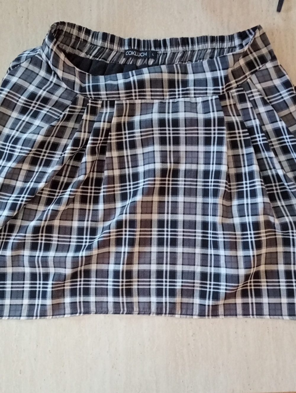 Black & Gray Plaid Skirt - Women